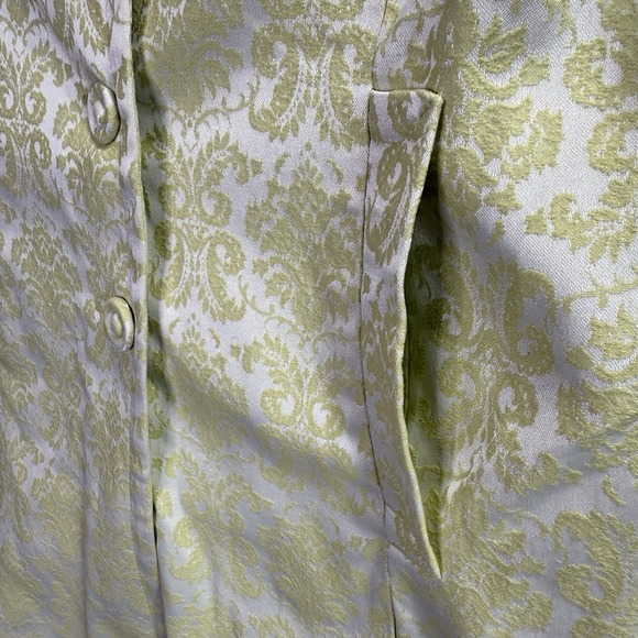 Forever 21 Women's Blazer Jacket Small Lime Green Jacquard Button Front Boho Y2K - Picture 3 of 7